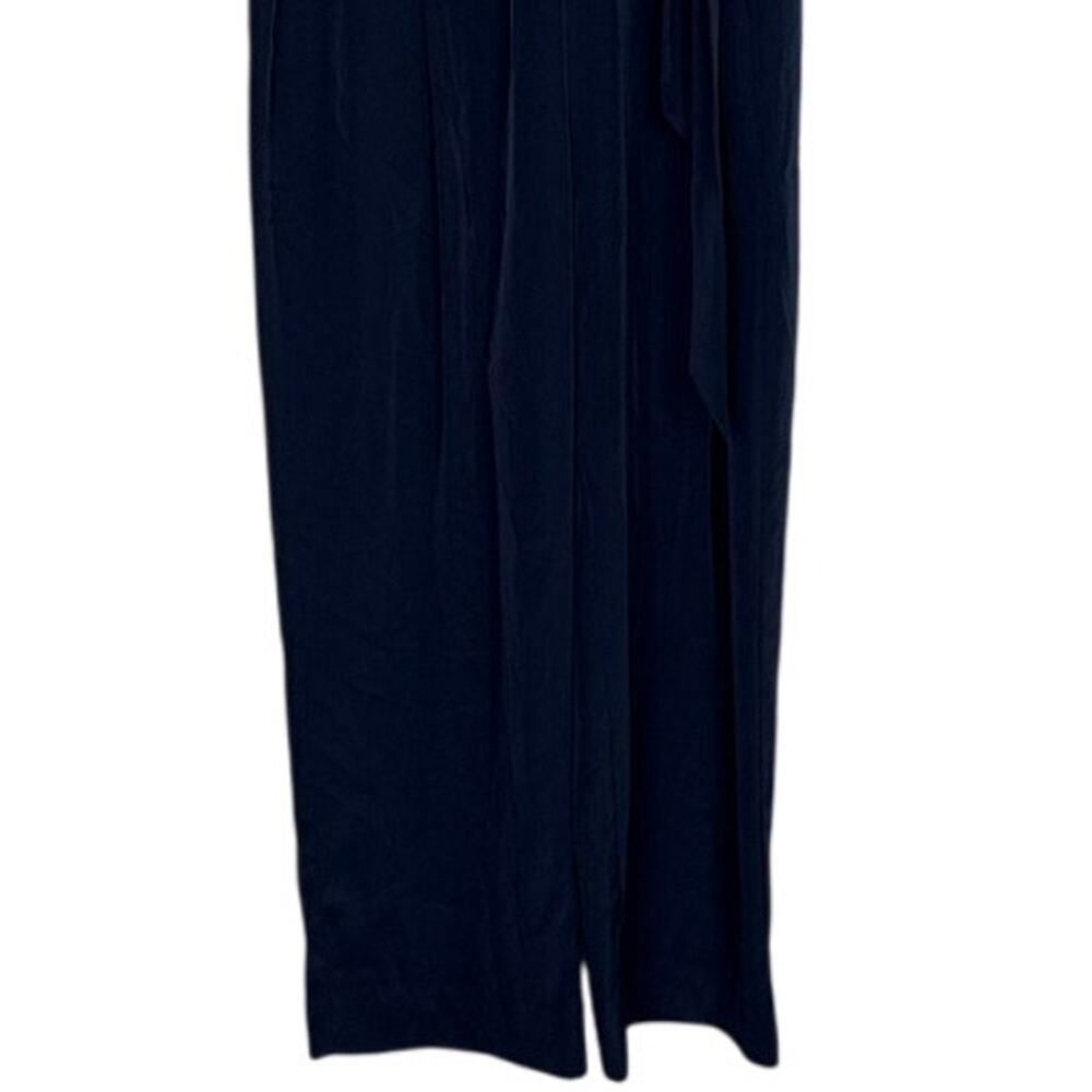 J Crew Sleeveless Satin Effect OnePiece Jumpsuit Elastic Tie Waist Pocket 6 Blue - Picture 4 of 15